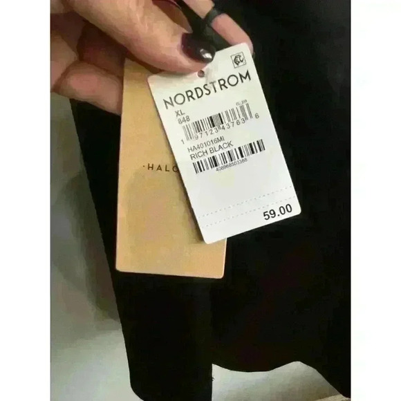 Halogen Cutout Sequin Strap Black Satin Top Size XL NWT - Picture 6 of 7